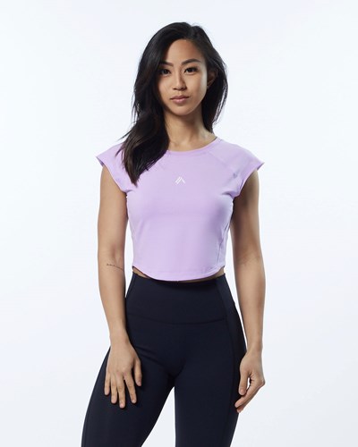 Static Lavender Alphalete High Performance Short Sleeve Crop Tee | 97603-BZHG