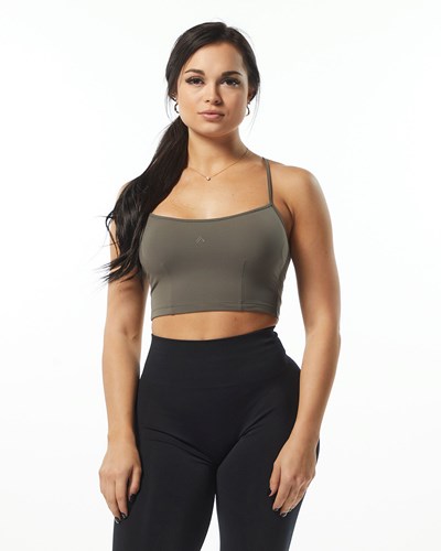 Stone Grey Alphalete Camisole Y-Back Crop Tank | 19756-CXKE