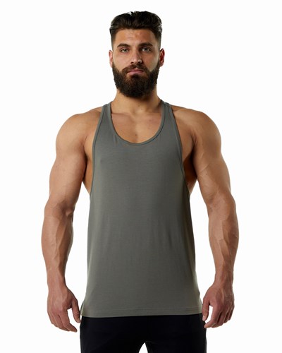 Stone Grey Alphalete Fitted Premium Stringer | 52437-RGOF