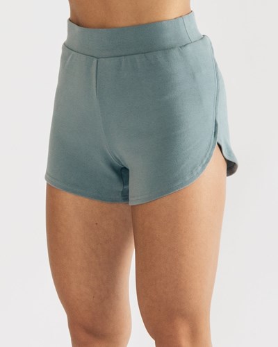 Storm Blue Alphalete Relaxed Single-Brushed High Slit Short | 19230-FXAV