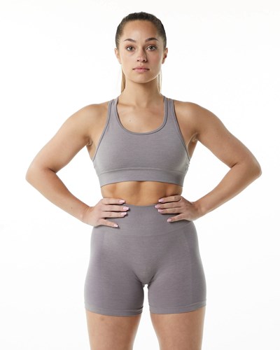 Storm Grey Alphalete Medium-Impact Seamless Sports Bra | 18704-OTFM