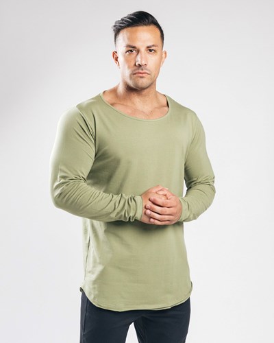 Tactical Green Alphalete Fitted Long Sleeve | 43270-RWFT