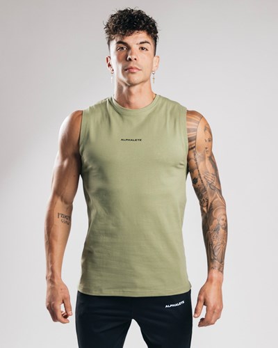 Tactical Green Alphalete Fitted Performance Tank | 03829-QPMH