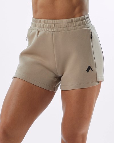 Tan Alphalete Interlock Knit 3.5" Short | 28637-HCES