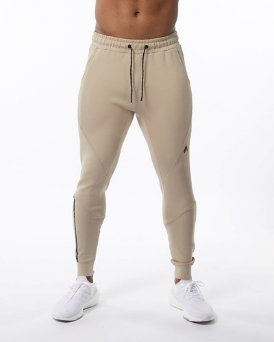 Tan Alphalete Interlock Knit Cuffed Jogger | 23750-ECDO
