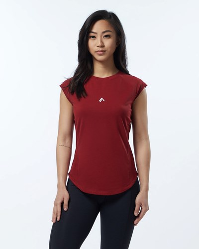 Tartan Red Alphalete High Performance Short Sleeve Tee | 49250-CTVH