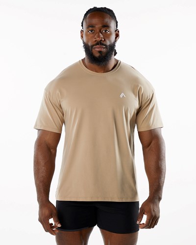 Taupe Alphalete Drop Shoulder Tee | 08154-IMVP