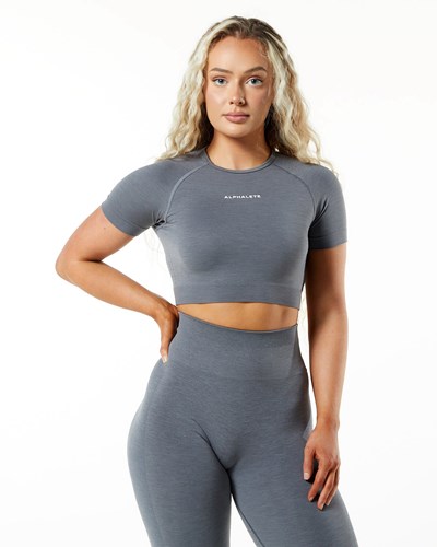 Titanium Alphalete Cropped Seamless Short Sleeve | 20784-VFTE