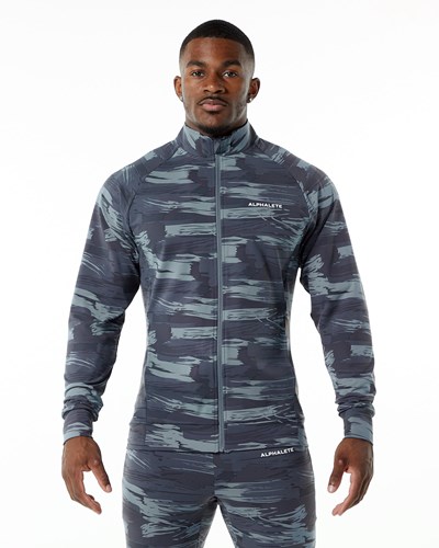 Trooper Canvas Camo Alphalete 4-Way Stretch Track Jacket | 19564-YNLU