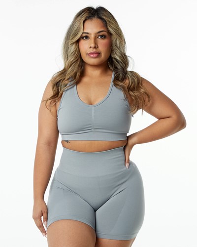 Utility Grey Alphalete High-Impact Seamless Sports Bra | 74053-YMEW