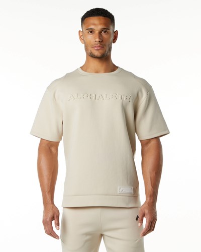 Vanilla Alphalete Relaxed Interlock Knit Pullover | 15806-LSYW