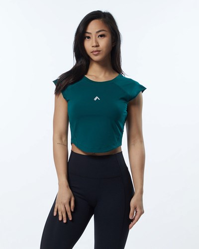 Velvet Teal Alphalete High Performance Short Sleeve Crop Tee | 54789-RLAV
