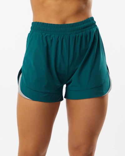 Velvet Teal Alphalete Lined Woven 4-Way Stretch Short | 72148-QTZP