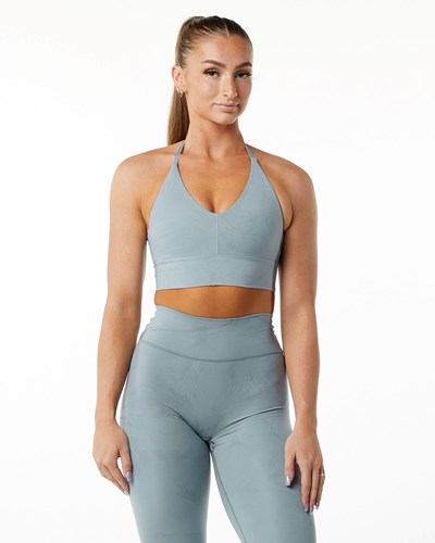 Washed Denim Alphalete Medium-Impact Luxury Sports Bra | 74126-QVCK