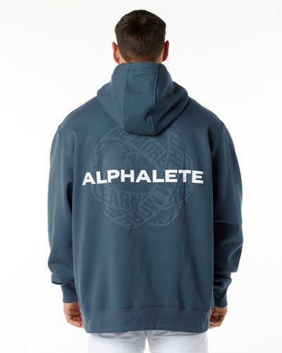 Whale Blue Alphalete Brushed Fleece Graphic Hoodie | 56084-WTCE