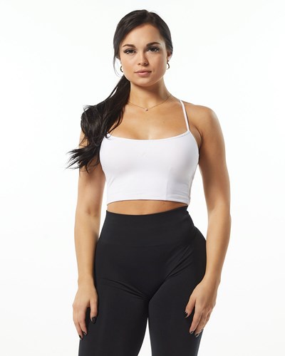 White Alphalete Camisole Y-Back Crop Tank | 94758-TPXH
