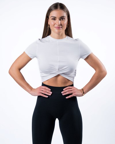 White Alphalete Cropped Premium Short Sleeve | 03675-BXAN
