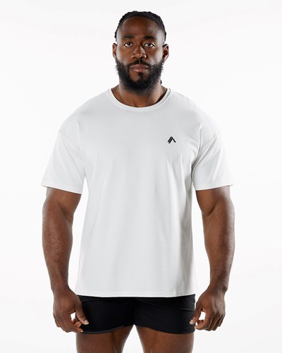 White Alphalete Drop Shoulder Tee | 08645-YTZW