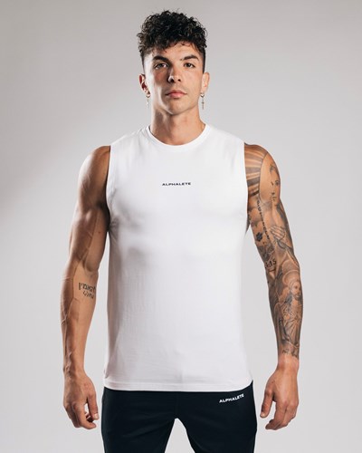 White Alphalete Fitted Performance Tank | 26348-OMAG