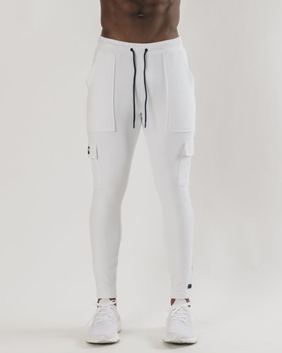 White Alphalete Fitted Single-Brushed 30" Cargo Pant | 65073-NGLQ