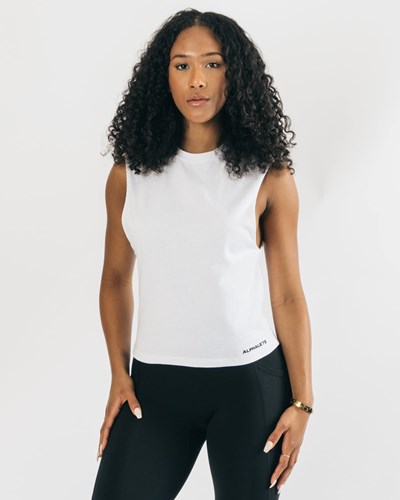 White Alphalete Heavy Cotton Cutoff | 35786-STOA
