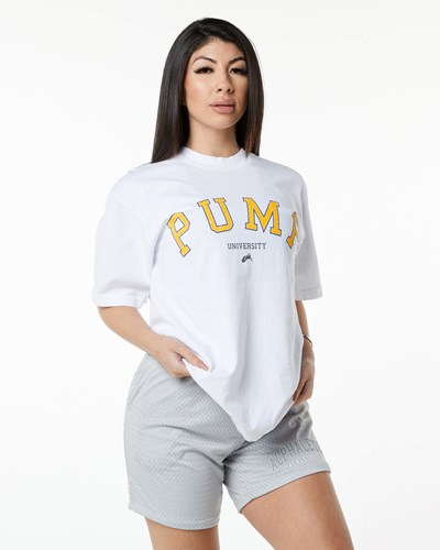 White Alphalete Heavyweight Graphic Tee | 91836-MAKG