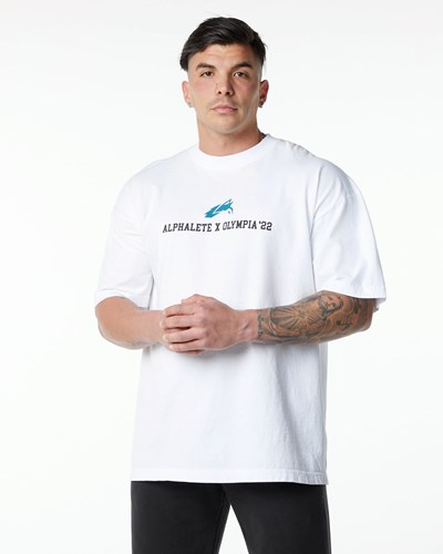 White Alphalete Heavyweight Oversized Tee | 46732-XLHG