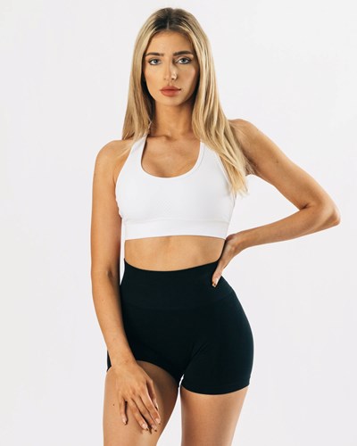 White Alphalete High-Impact Seamless Sports Bra | 37281-QVYR