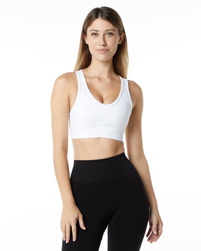 White Alphalete High-Impact Seamless Sports Bra | 39267-UZWI