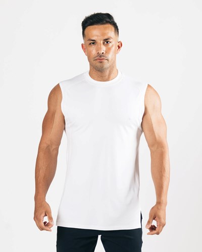 White Alphalete High-Neck Premium Cutoff | 26041-ZPEI