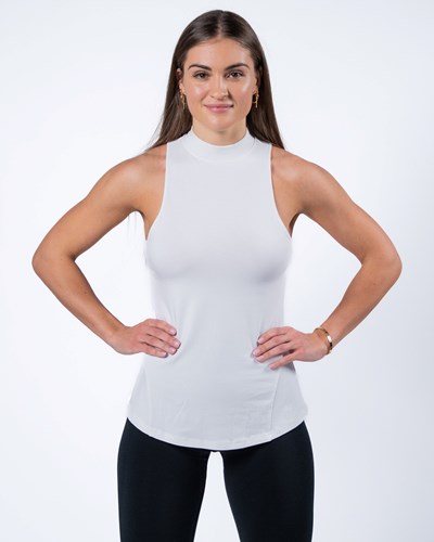 White Alphalete High-Neck Premium Tank | 20384-ZSTI