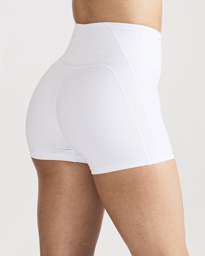 White Alphalete High-Waisted Medium Compression 4" Short | 43926-RWHN