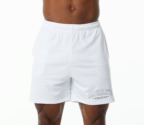 White Alphalete Luxury Lined 4-Way Stretch Mesh Short | 62957-MXKL