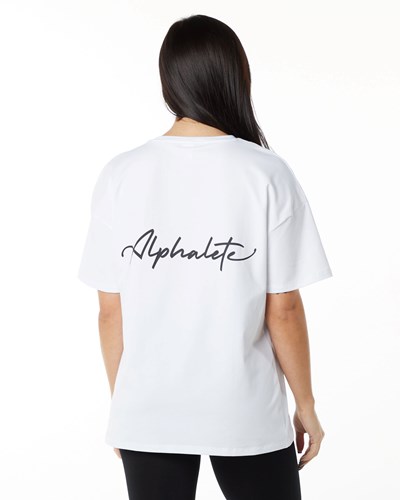 White Alphalete Performance Short Sleeve | 01472-AXUY