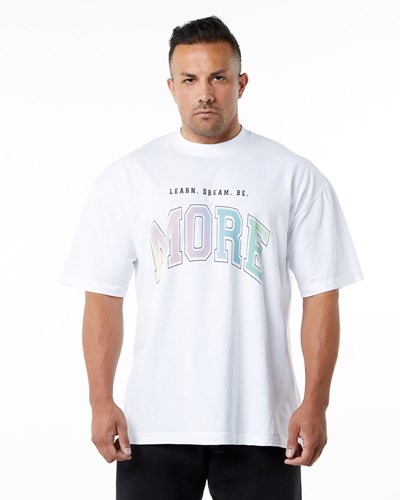 White Gradient Alphalete Heavyweight Oversized Tee | 86791-VCIG