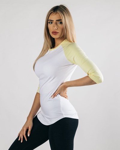 White Lemonade Alphalete Fitted Performance 3/4 Sleeve | 96182-UFJE