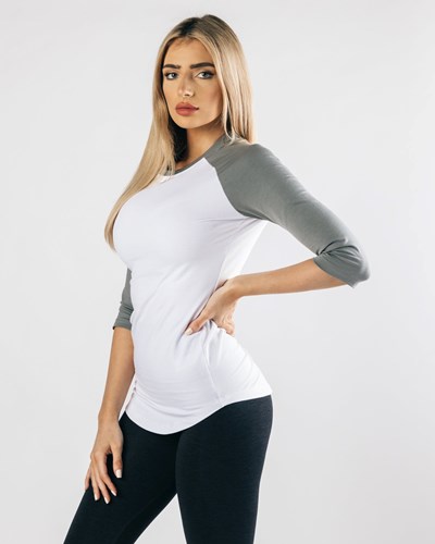White Tundra Grey Alphalete Fitted Performance 3/4 Sleeve | 07596-RTZW