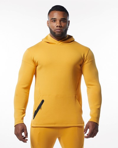 Yellow Alphalete Fitted Interlock Knit Hoodie | 09625-WIVK