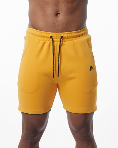 Yellow Alphalete Interlock Knit 6" Short | 40716-VGXF